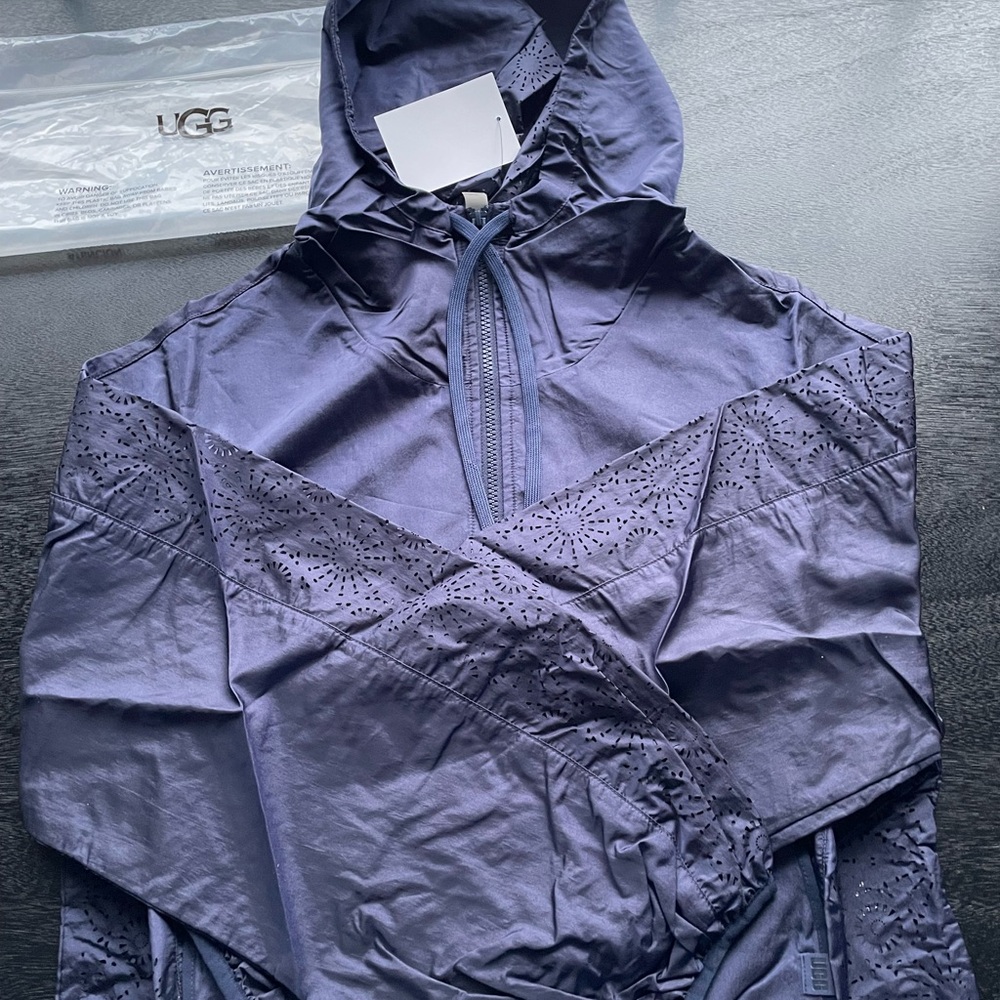 Authentic UGG Chiara Full-zip Hooded Jacket Women's S, Sophisticated Navy Blue!